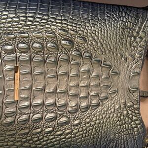 Brahmin Green Croc-Embossed Crossbody Bag